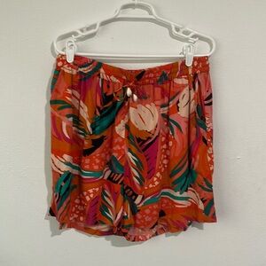 High Waisted Tropical Print Shorts